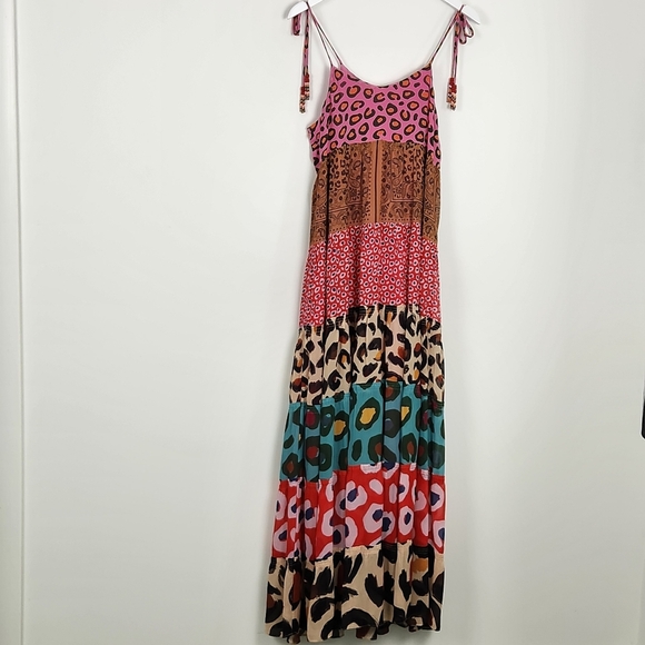 FARM Rio Boho Multicolor Tiered Beaded Shoulder Strap Maxi Dress Size S - Picture 11 of 11